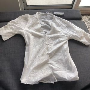 Lacy white button down blouse Korean fashion